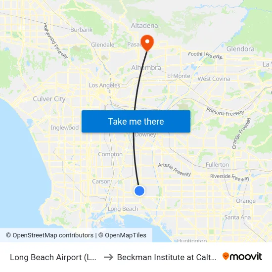 Long Beach Airport (LGB) to Beckman Institute at Caltech map