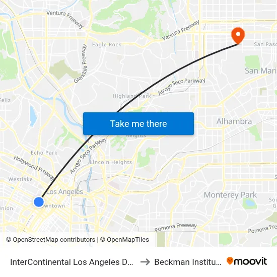 InterContinental Los Angeles Downtown an IHG Hotel to Beckman Institute at Caltech map