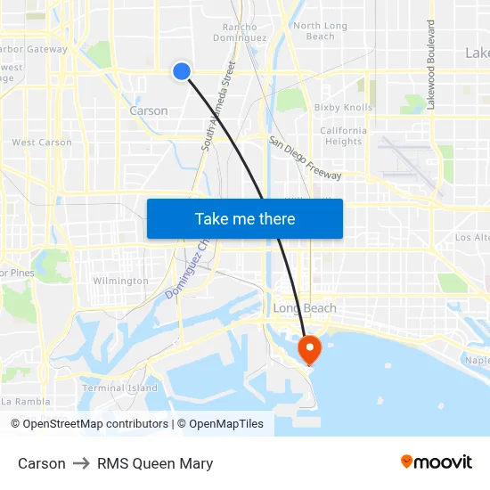 Carson to RMS Queen Mary map