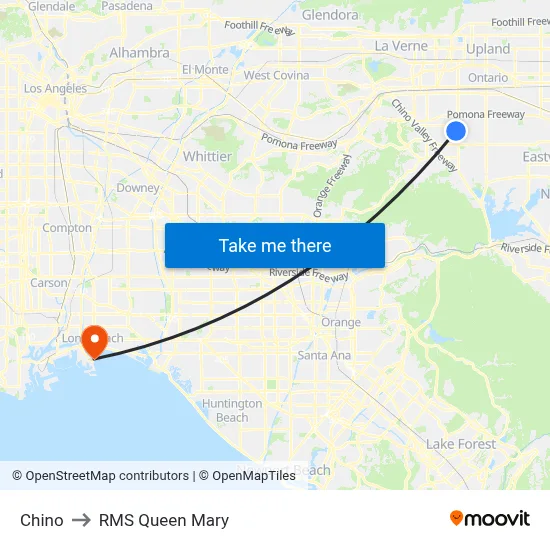 Chino to RMS Queen Mary map