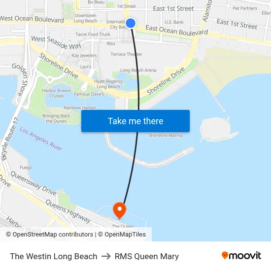 The Westin Long Beach to RMS Queen Mary map