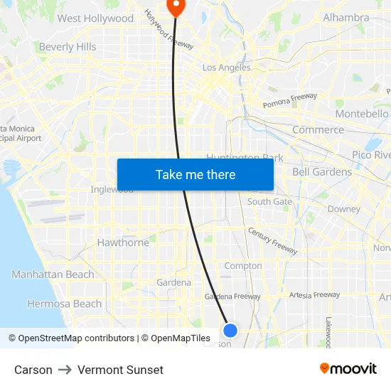 Carson to Vermont Sunset map