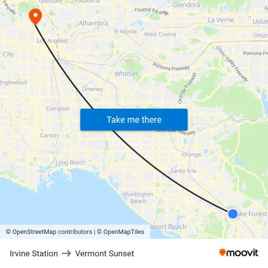 Irvine Station to Vermont Sunset map