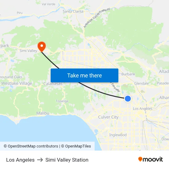 Los Angeles to Simi Valley Station map