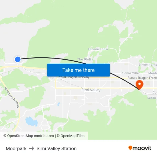 Moorpark to Simi Valley Station map