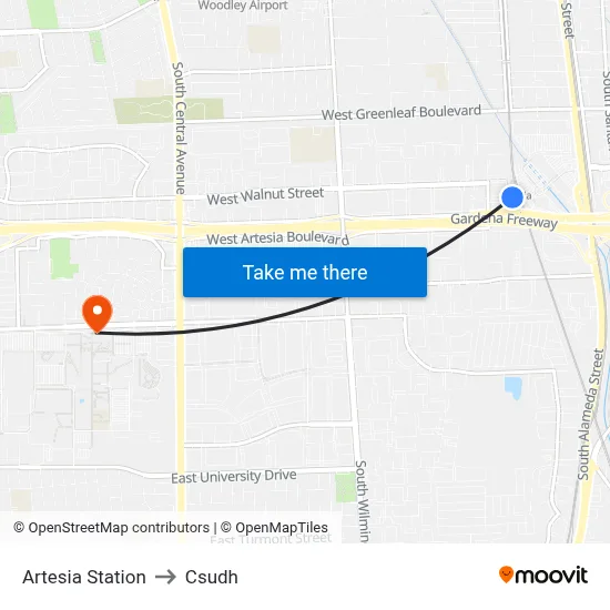 Artesia Station to Csudh map