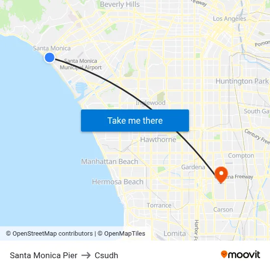 Santa Monica Pier to Csudh map