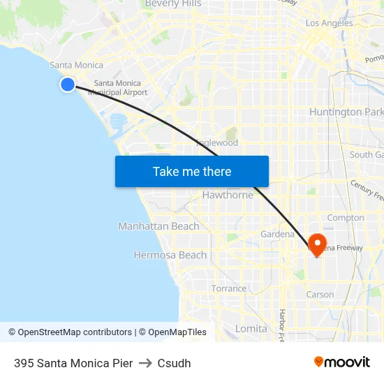 395 Santa Monica Pier to Csudh map