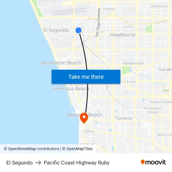El Segundo to Pacific Coast Highway Ruby map