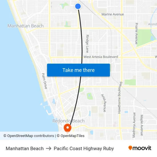 Manhattan Beach to Pacific Coast Highway Ruby map