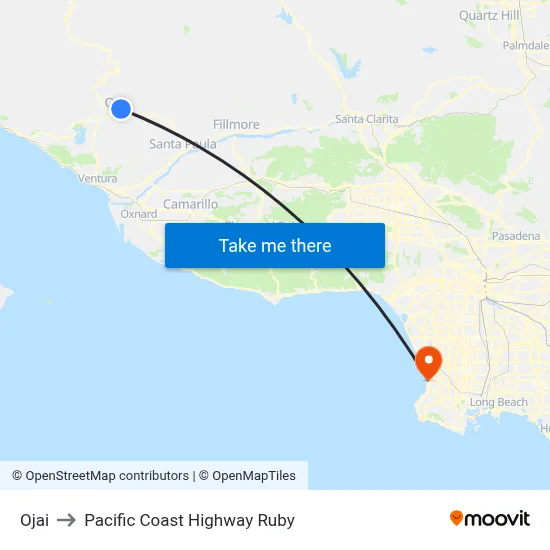 Ojai to Pacific Coast Highway Ruby map