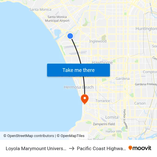Loyola Marymount University Drive to Pacific Coast Highway Ruby map