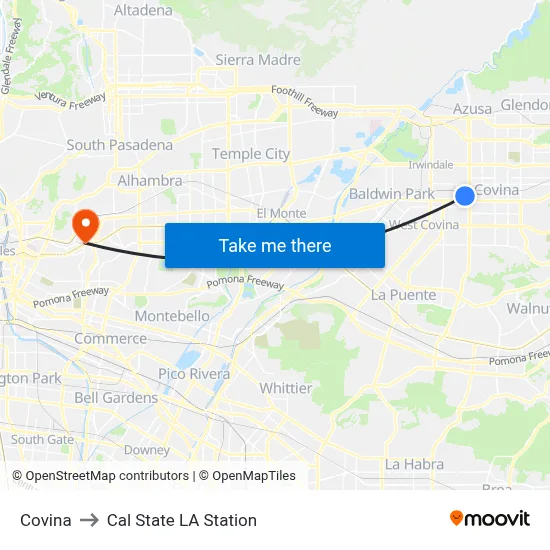 Covina to Cal State LA Station map