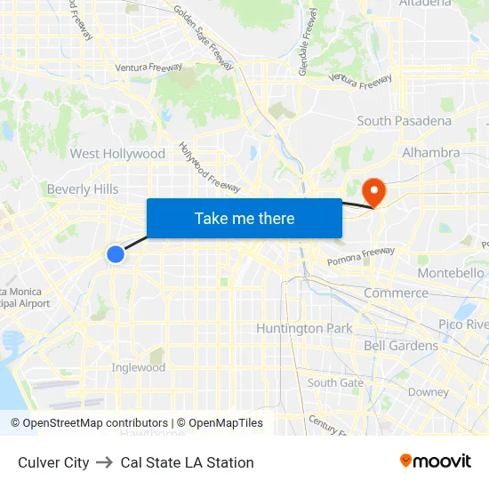 Culver City to Cal State LA Station map
