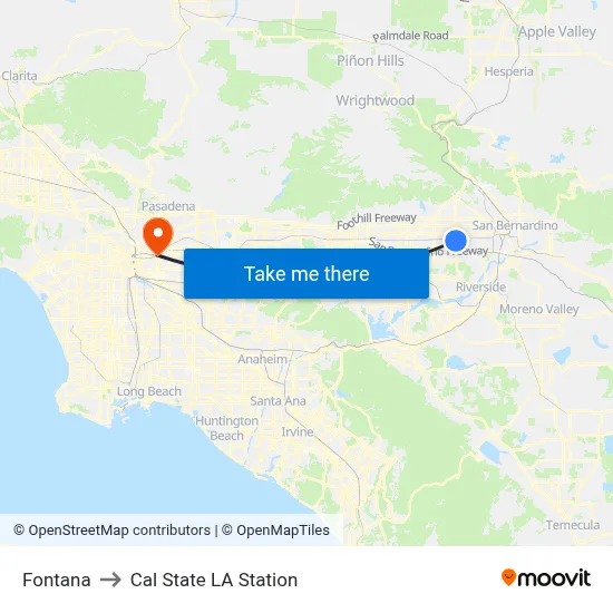 Fontana to Cal State LA Station map