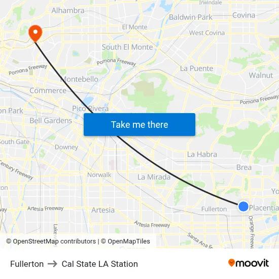 Fullerton to Cal State LA Station map