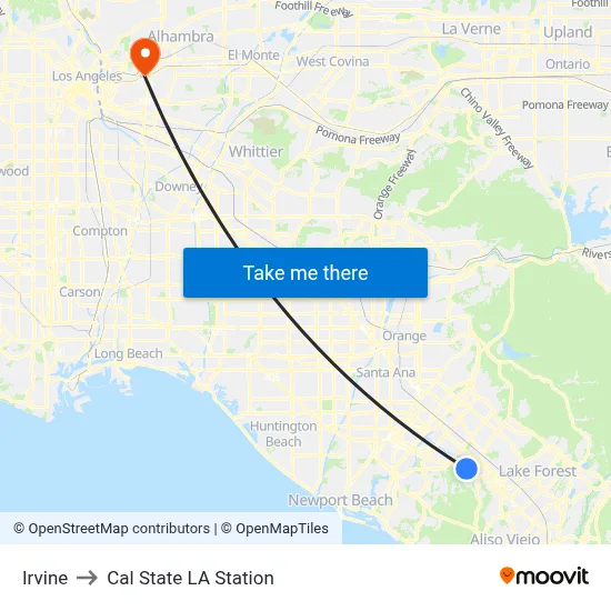 Irvine to Cal State LA Station map