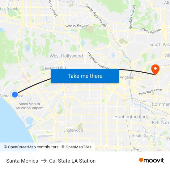 Santa Monica to Cal State LA Station map
