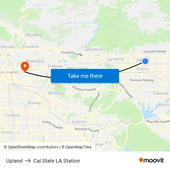 Upland to Cal State LA Station map