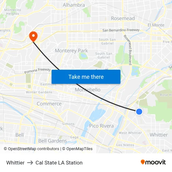 Whittier to Cal State LA Station map