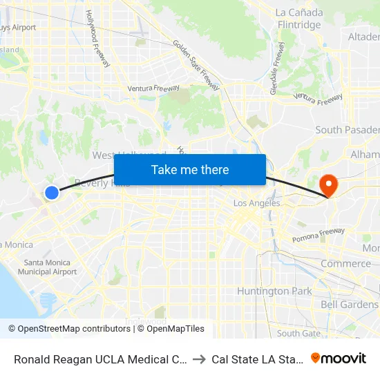 Ronald Reagan UCLA Medical Center to Cal State LA Station map