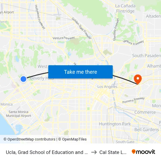 Ucla, Grad School of Education and Information Studies to Cal State LA Station map