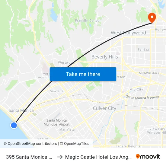 395 Santa Monica Pier to Magic Castle Hotel Los Angeles map