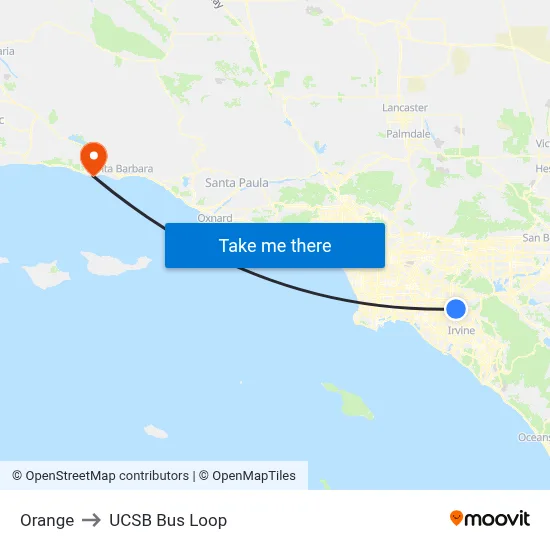 Orange to UCSB Bus Loop map