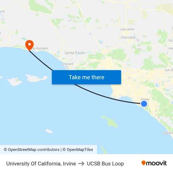 University Of California, Irvine to UCSB Bus Loop map
