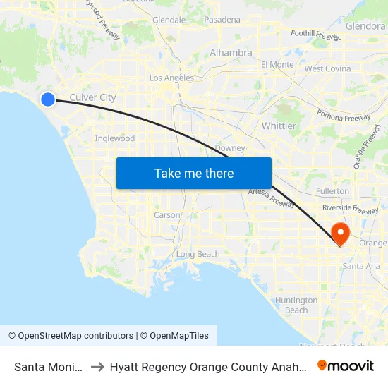 Santa Monica to Hyatt Regency Orange County Anaheim map