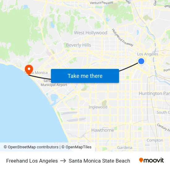 Freehand Los Angeles to Santa Monica State Beach map