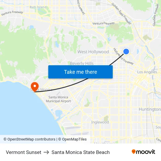 Vermont Sunset to Santa Monica State Beach map