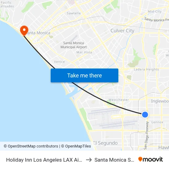 Holiday Inn Los Angeles LAX Airport an IHG Hotel to Santa Monica State Beach map