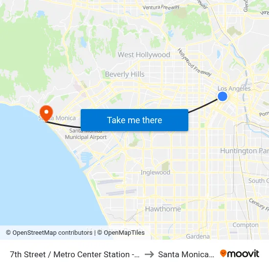 7th Street / Metro Center Station - Metro Red & Purple Lines to Santa Monica State Beach map