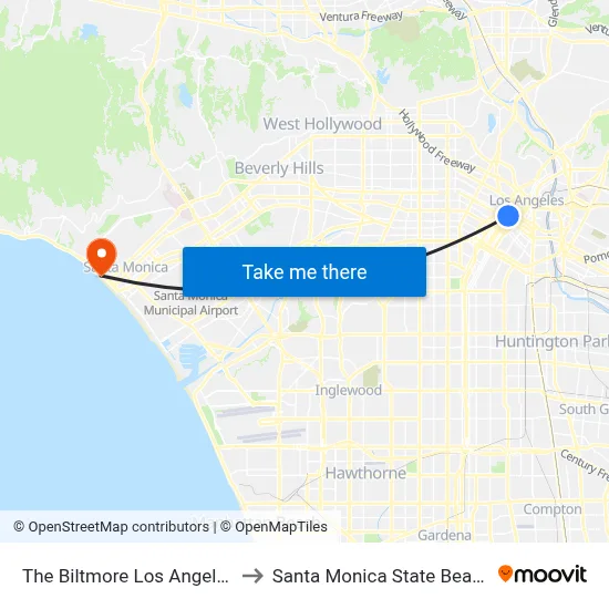 The Biltmore Los Angeles to Santa Monica State Beach map