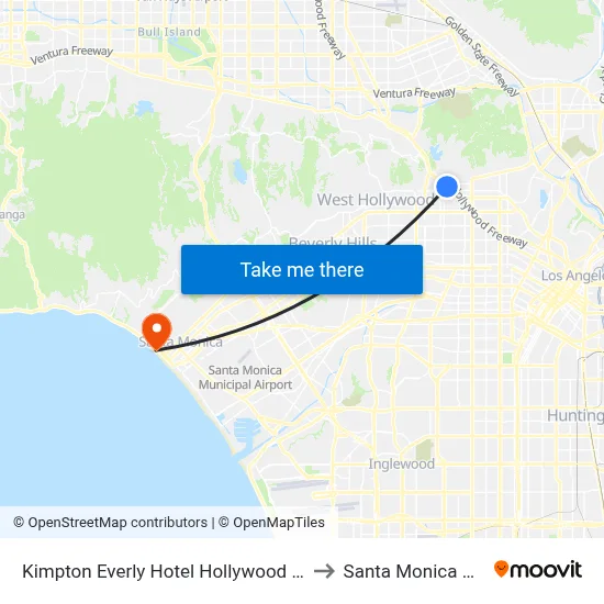 Kimpton Everly Hotel Hollywood by IHG, Los Angeles to Santa Monica State Beach map
