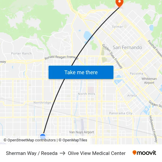 Sherman Way / Reseda to Olive View Medical Center map