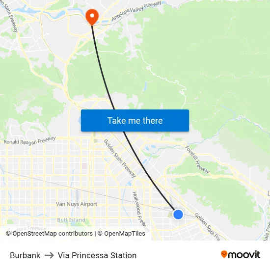 Burbank to Via Princessa Station map