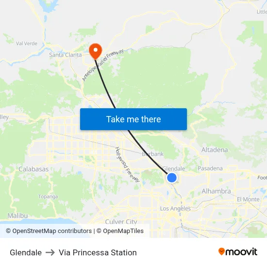 Glendale to Via Princessa Station map