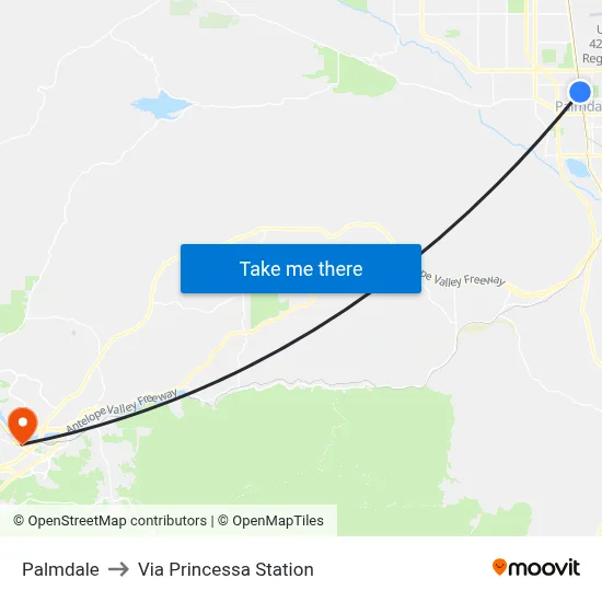 Palmdale to Via Princessa Station map