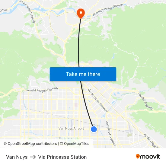 Van Nuys to Via Princessa Station map