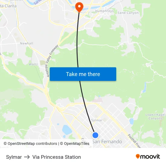 Sylmar to Via Princessa Station map