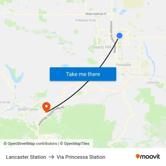 Lancaster Station to Via Princessa Station map