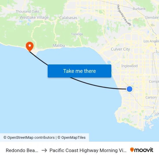 Redondo Beach to Pacific Coast Highway Morning View map