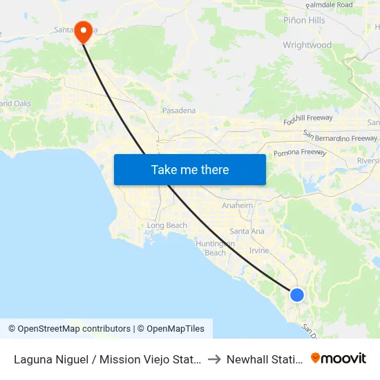 Laguna Niguel / Mission Viejo Station to Newhall Station map