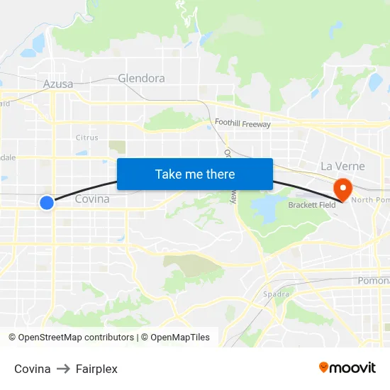Covina to Fairplex map