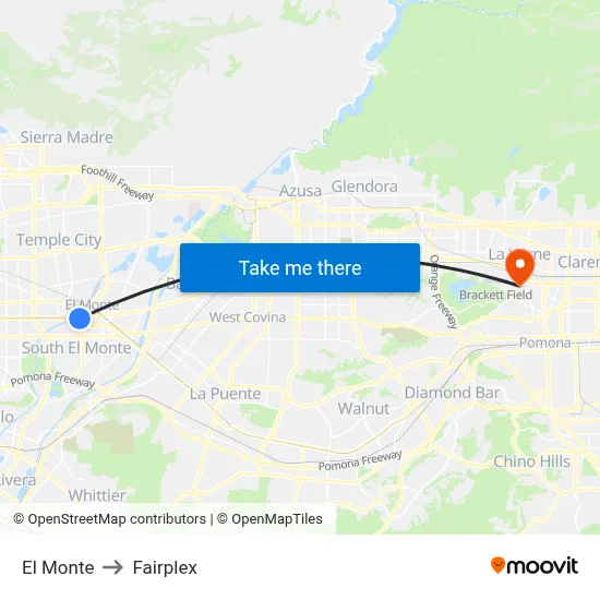 El Monte to Fairplex map