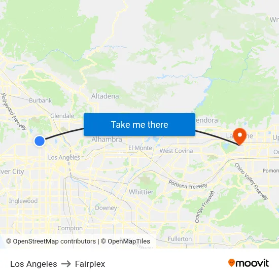 Los Angeles to Fairplex map