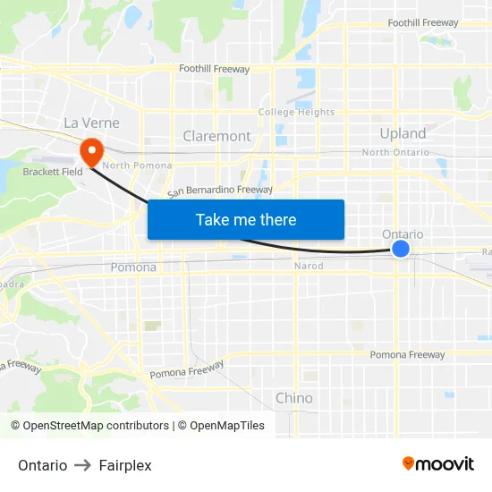 Ontario to Fairplex map