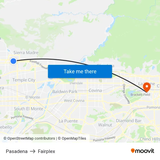 Pasadena to Fairplex map